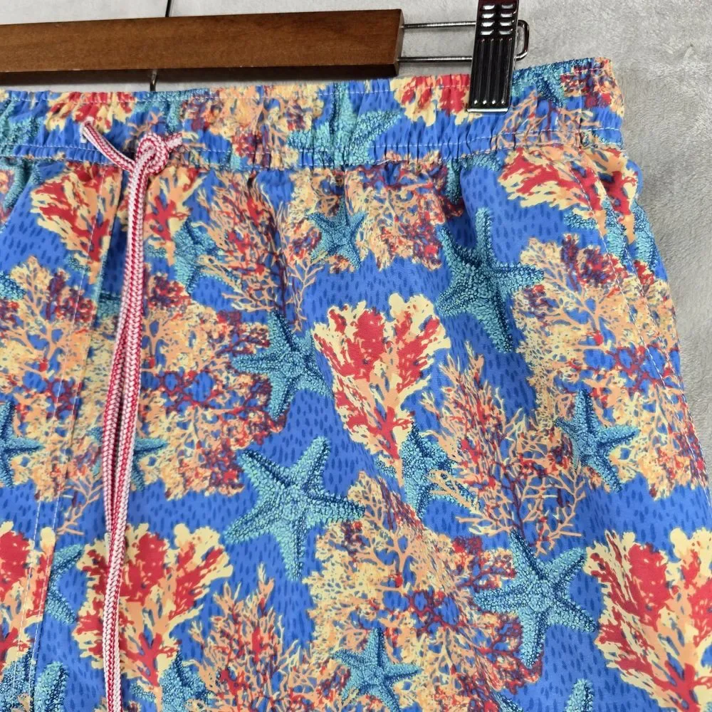 Peter Millar Seaside Swim Trunks Mens Large Sea Star Coral Mens Large Mesh Liner